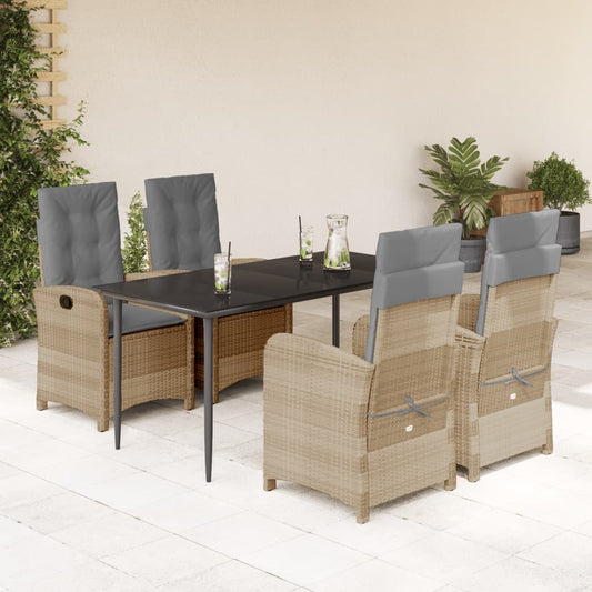 Set Pranzo da Giardino 5 pz con Cuscini Beige Misto Polyrattan - homemem39