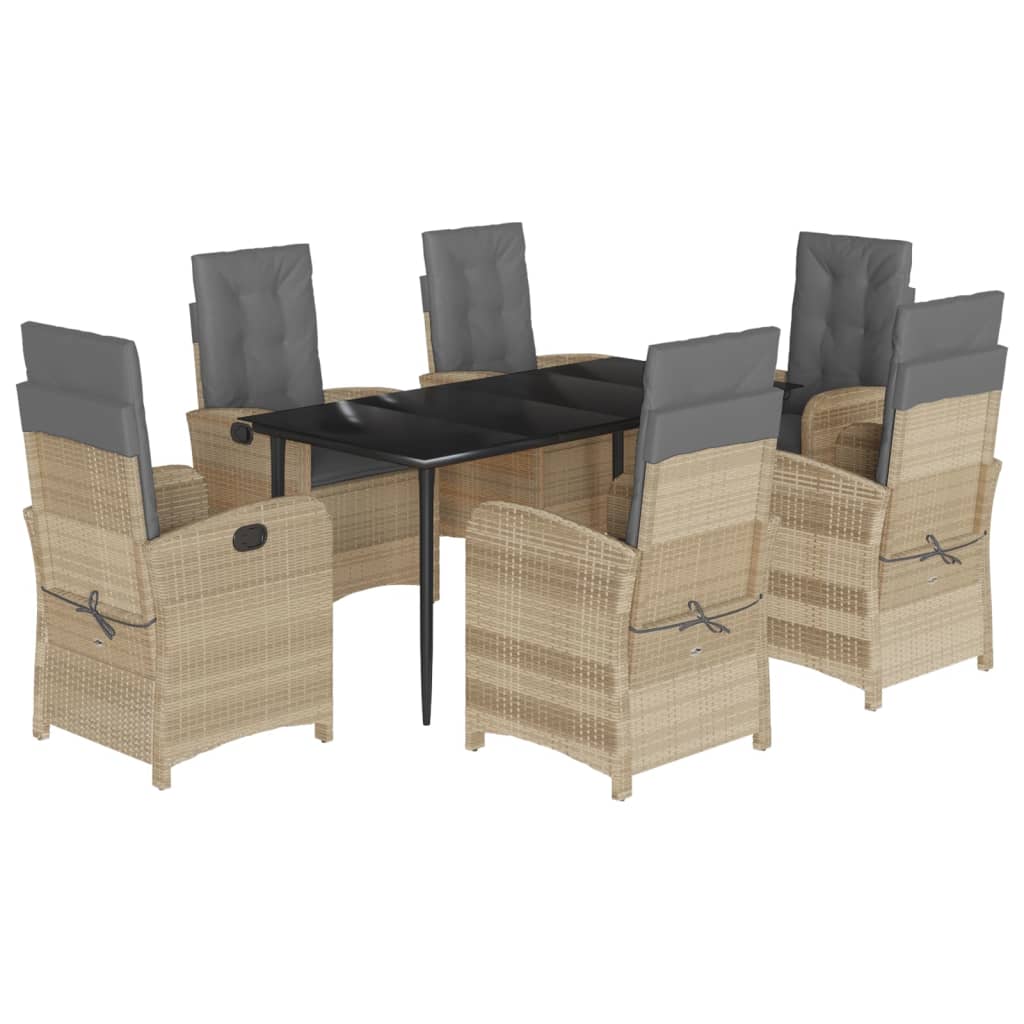 Set Pranzo da Giardino 7 pz con Cuscini Beige Misto Polyrattan | homemem39