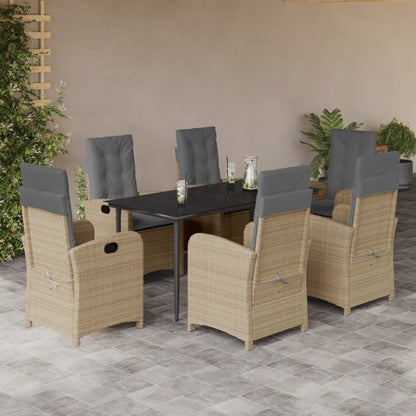 Set Pranzo da Giardino 7 pz con Cuscini Beige Misto Polyrattan - homemem39