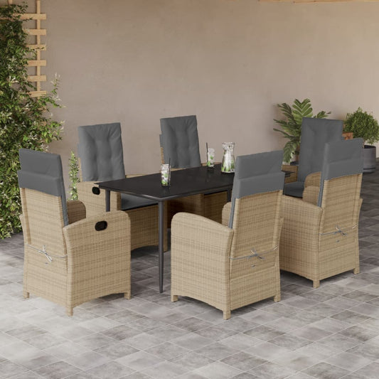 Set Pranzo da Giardino 7 pz con Cuscini Beige Misto Polyrattan - homemem39
