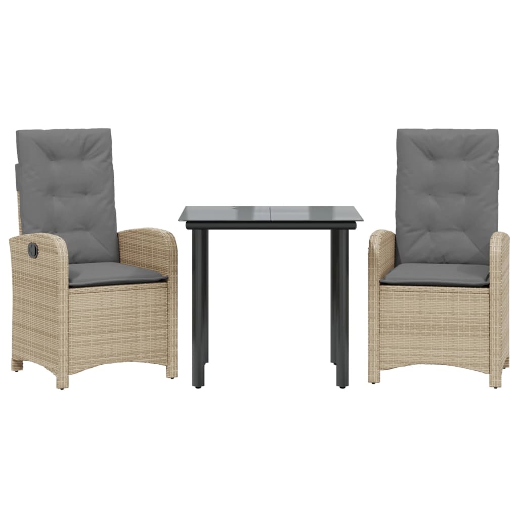 Set Pranzo da Giardino 3 pz con Cuscini Beige Misto Polyrattan - homemem39