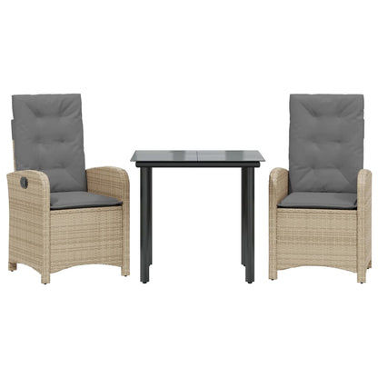 Set Pranzo da Giardino 3 pz con Cuscini Beige Misto Polyrattan - homemem39