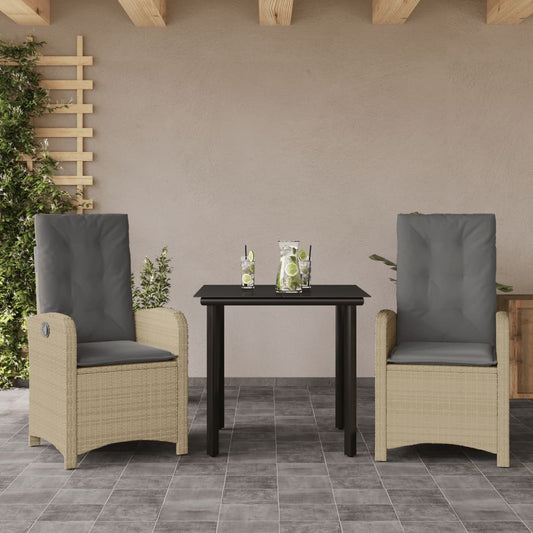 Set Pranzo da Giardino 3 pz con Cuscini Beige Misto Polyrattan - homemem39