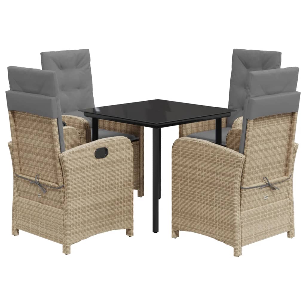 Set Pranzo da Giardino 5 pz con Cuscini Beige Misto Polyrattan | homemem39