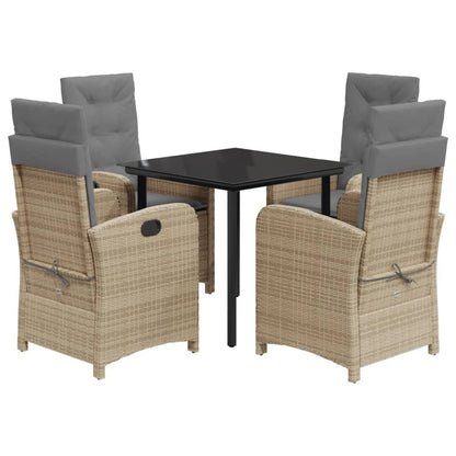 Set Pranzo da Giardino 5 pz con Cuscini Beige Misto Polyrattan | homemem39