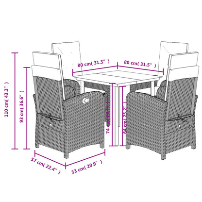 Set Pranzo da Giardino 5 pz con Cuscini Beige Misto Polyrattan | homemem39