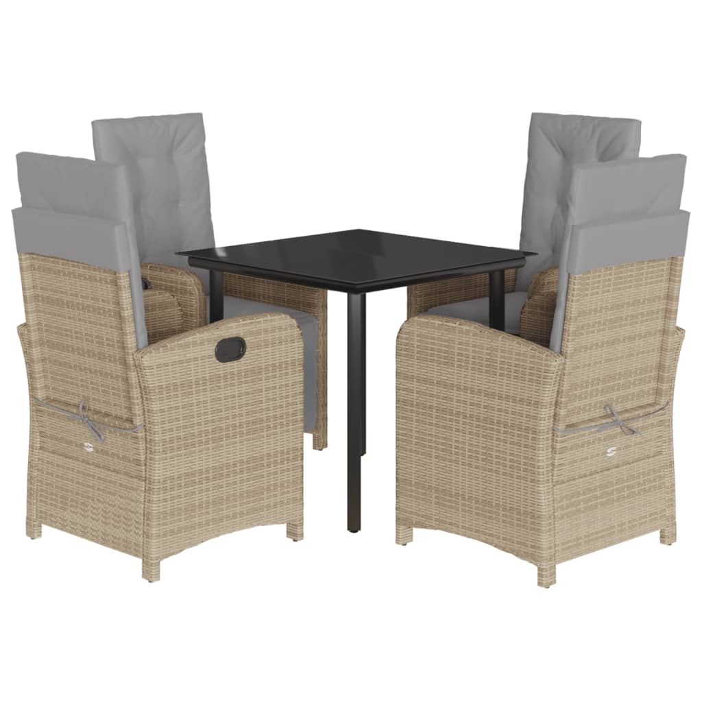 Set Pranzo da Giardino 5 pz con Cuscini Beige Misto Polyrattan - homemem39
