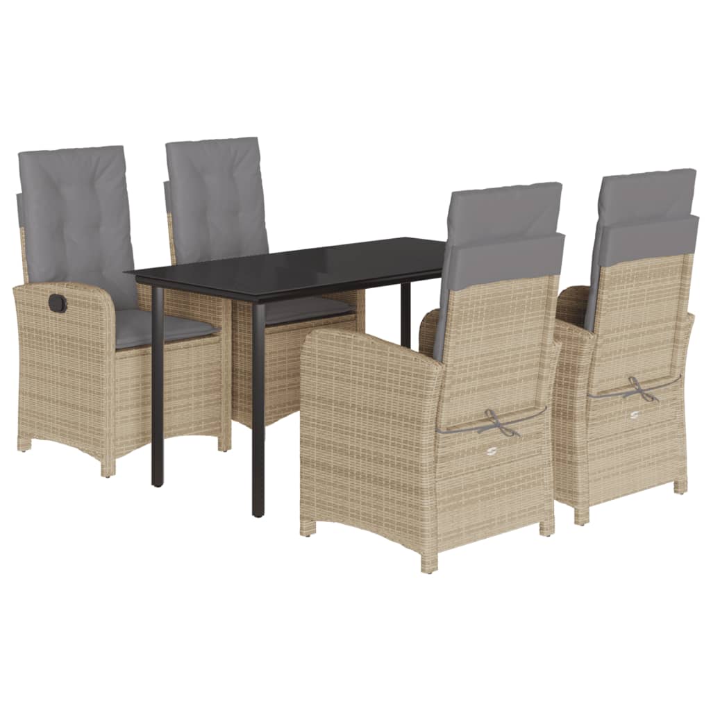 Set Pranzo da Giardino 5 pz con Cuscini Beige Misto Polyrattan - homemem39