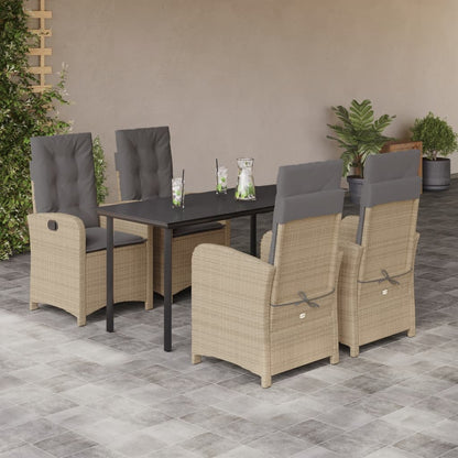 Set Pranzo da Giardino 5 pz con Cuscini Beige Misto Polyrattan - homemem39
