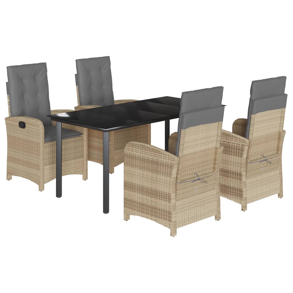 Set Pranzo da Giardino 5 pz con Cuscini Beige Misto Polyrattan | homemem39