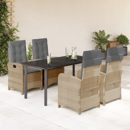 Set Pranzo da Giardino 5 pz con Cuscini Beige Misto Polyrattan | homemem39