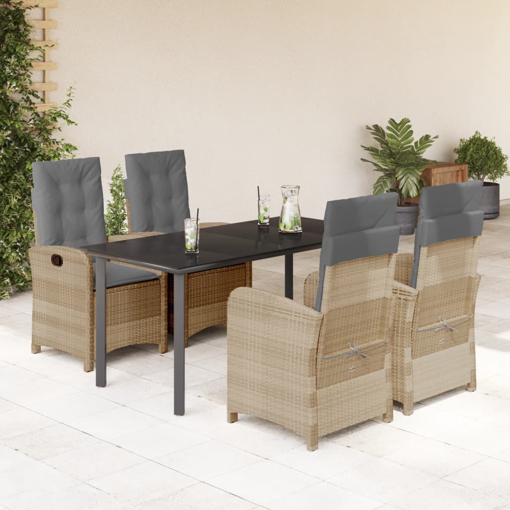 Set Pranzo da Giardino 5 pz con Cuscini Beige Misto Polyrattan - homemem39