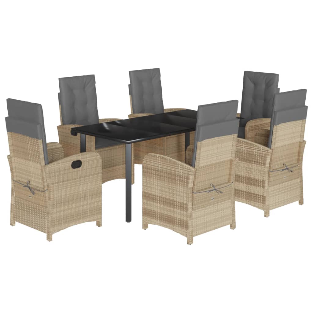 Set Pranzo da Giardino 7 pz con Cuscini Beige Misto Polyrattan | homemem39