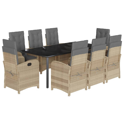 Set Pranzo da Giardino 9 pz con Cuscini Beige Misto Polyrattan | homemem39