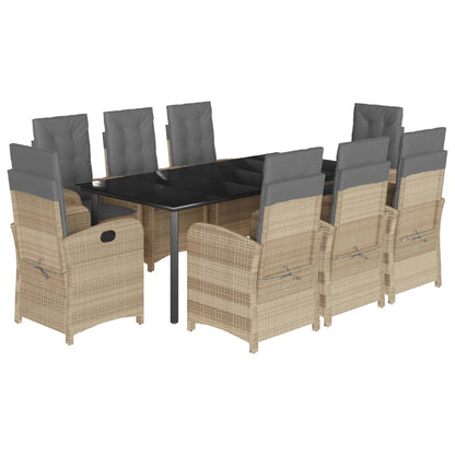 Set Pranzo da Giardino 9 pz con Cuscini Beige Misto Polyrattan | homemem39
