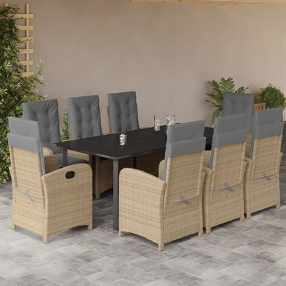 Set Pranzo da Giardino 9 pz con Cuscini Beige Misto Polyrattan | homemem39