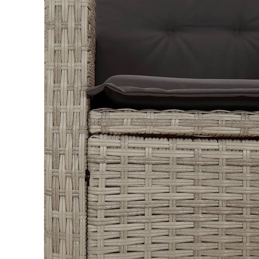 Set Pranzo da Giardino 3pz con Cuscini Grigio Chiaro Polyrattan - homemem39