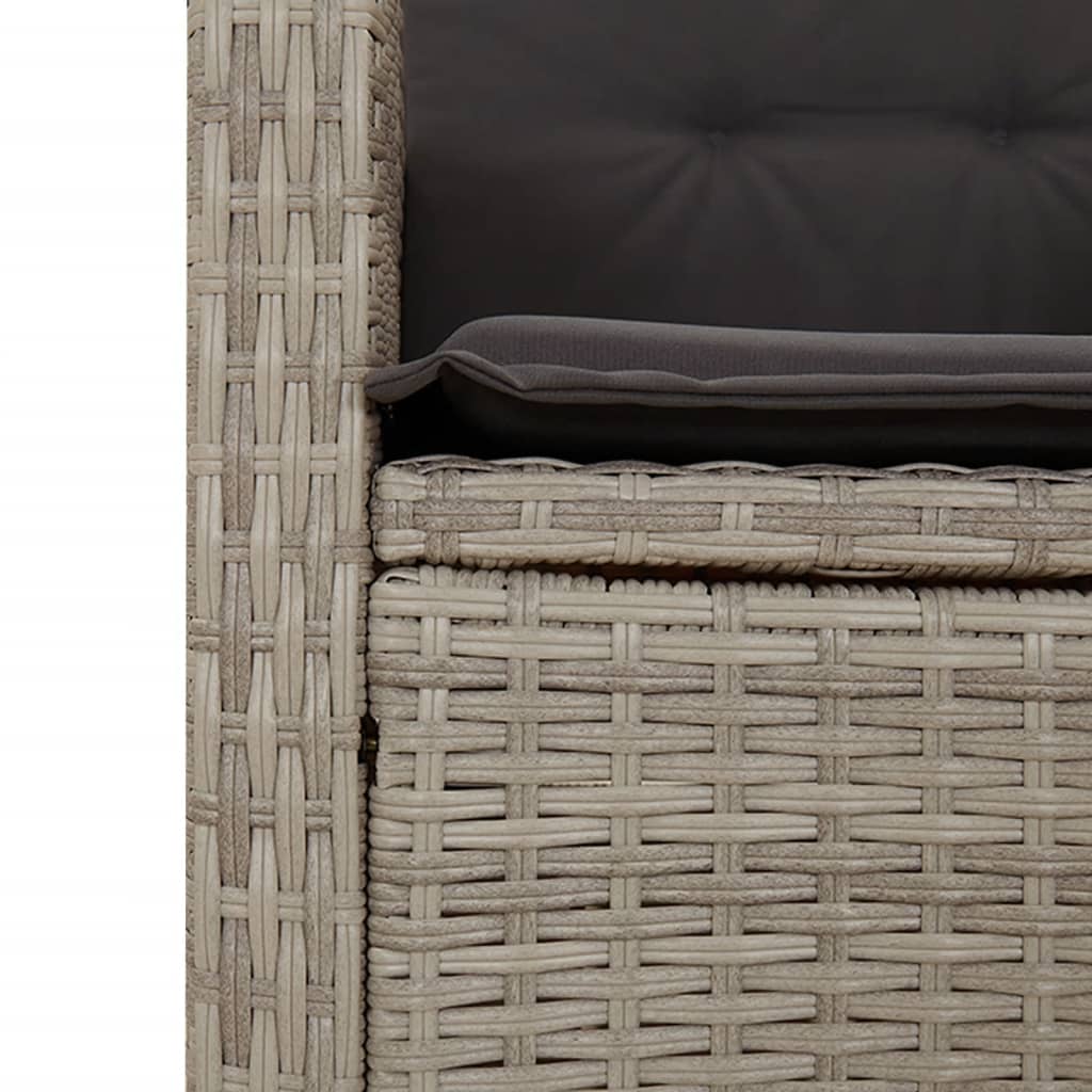 Set da Pranzo da Giardino 7 pz Cuscini Polyrattan Grigio Chiaro | homemem39