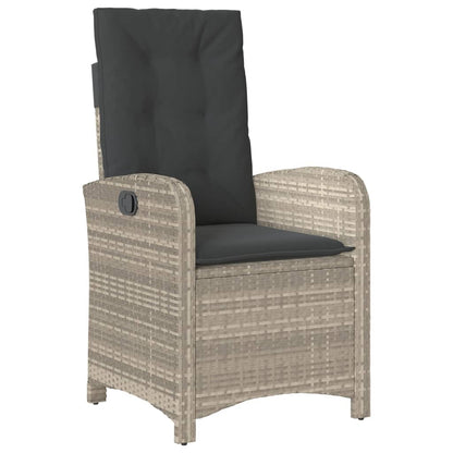 Set Pranzo da Giardino 9pz con Cuscini Grigio Chiaro Polyrattan - homemem39