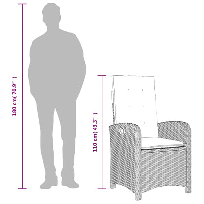 Set Pranzo da Giardino 9pz con Cuscini Grigio Chiaro Polyrattan - homemem39