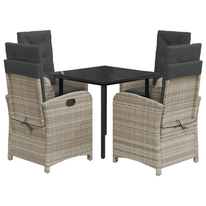 Set Pranzo da Giardino 5pz con Cuscini Grigio Chiaro Polyrattan | homemem39