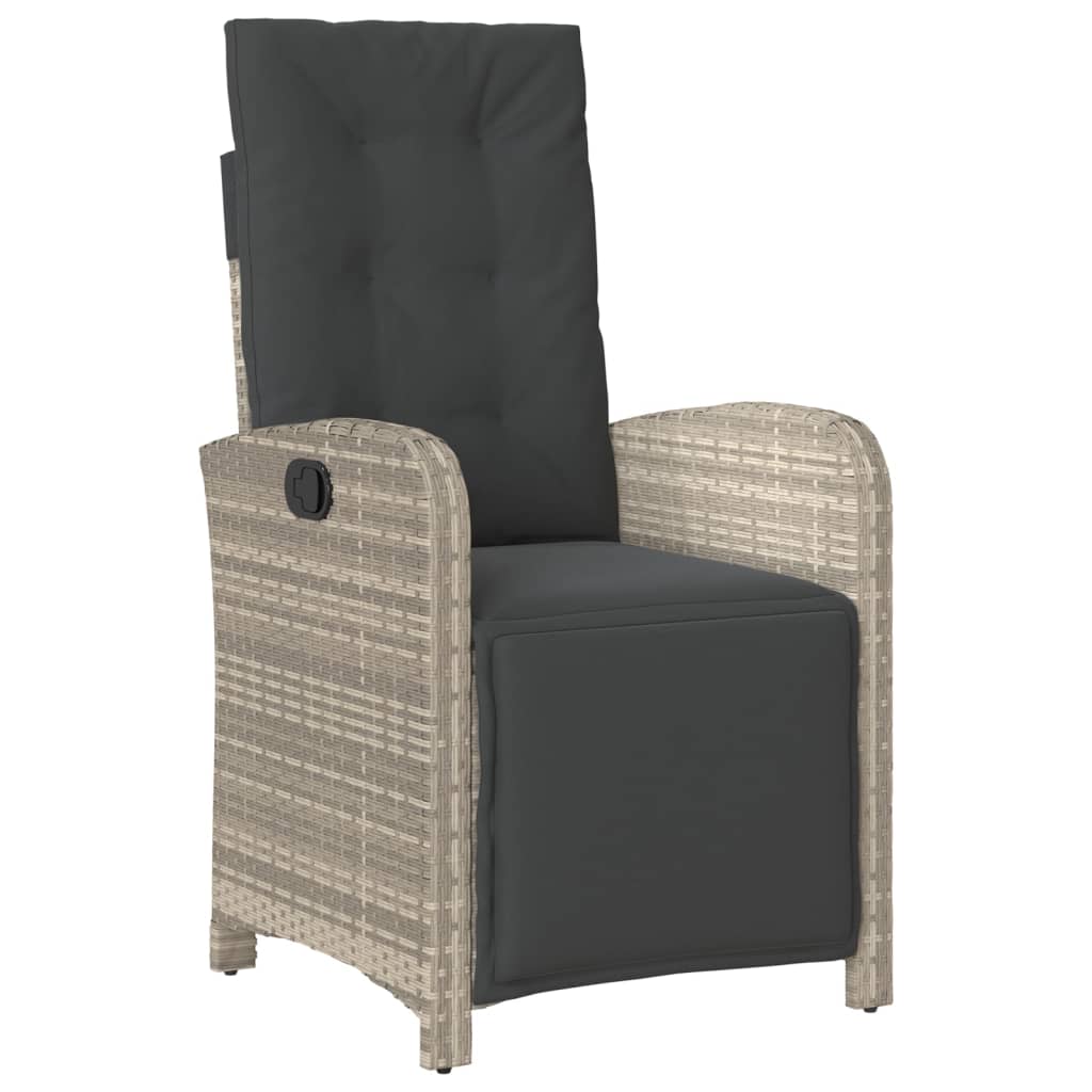Set Pranzo da Giardino 9pz con Cuscini Grigio Chiaro Polyrattan - homemem39