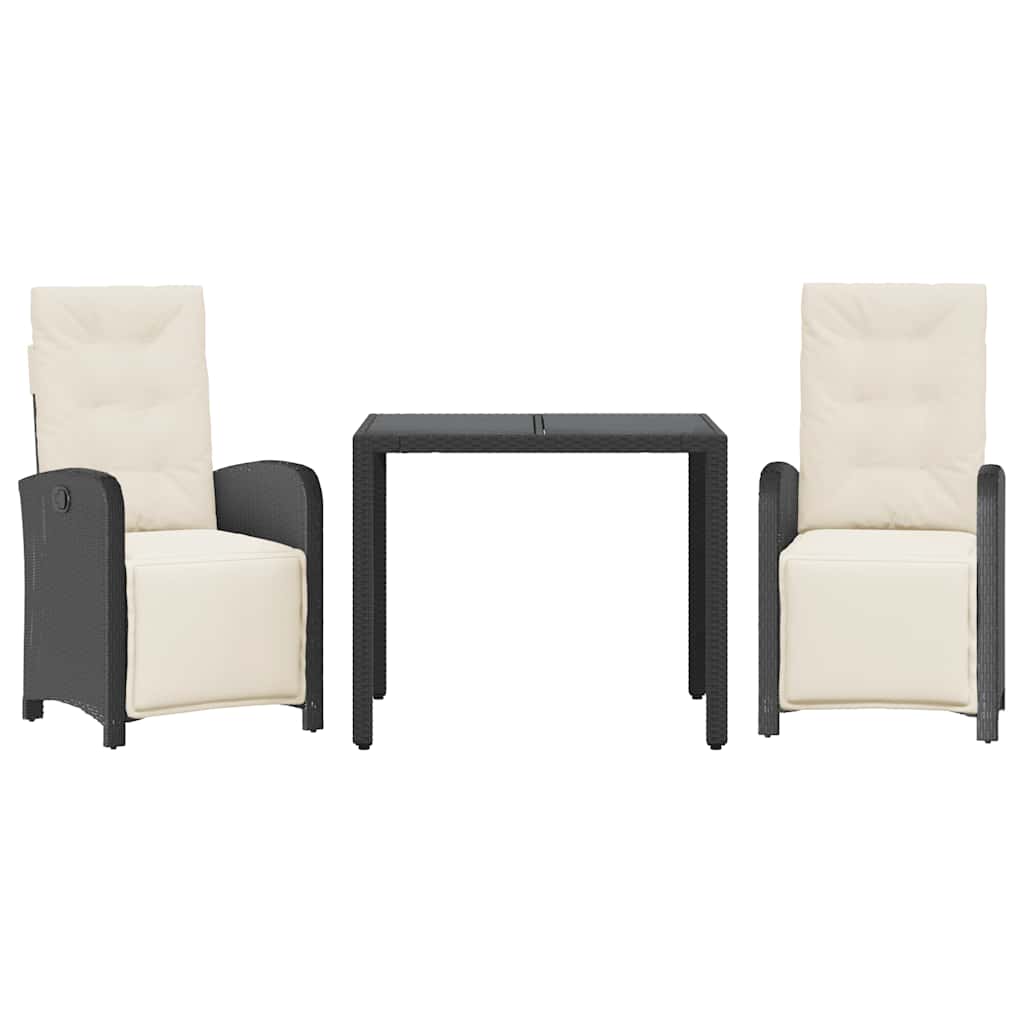 Set da Bistrò 3 pz con Cuscini Nero in Polyrattan | homemem39