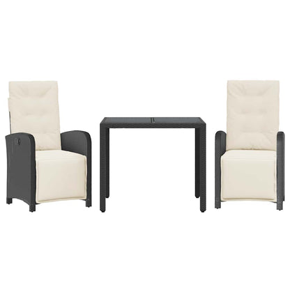 Set da Bistrò 3 pz con Cuscini Nero in Polyrattan | homemem39