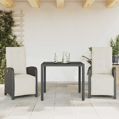 Set da Bistrò 3 pz con Cuscini Nero in Polyrattan | homemem39