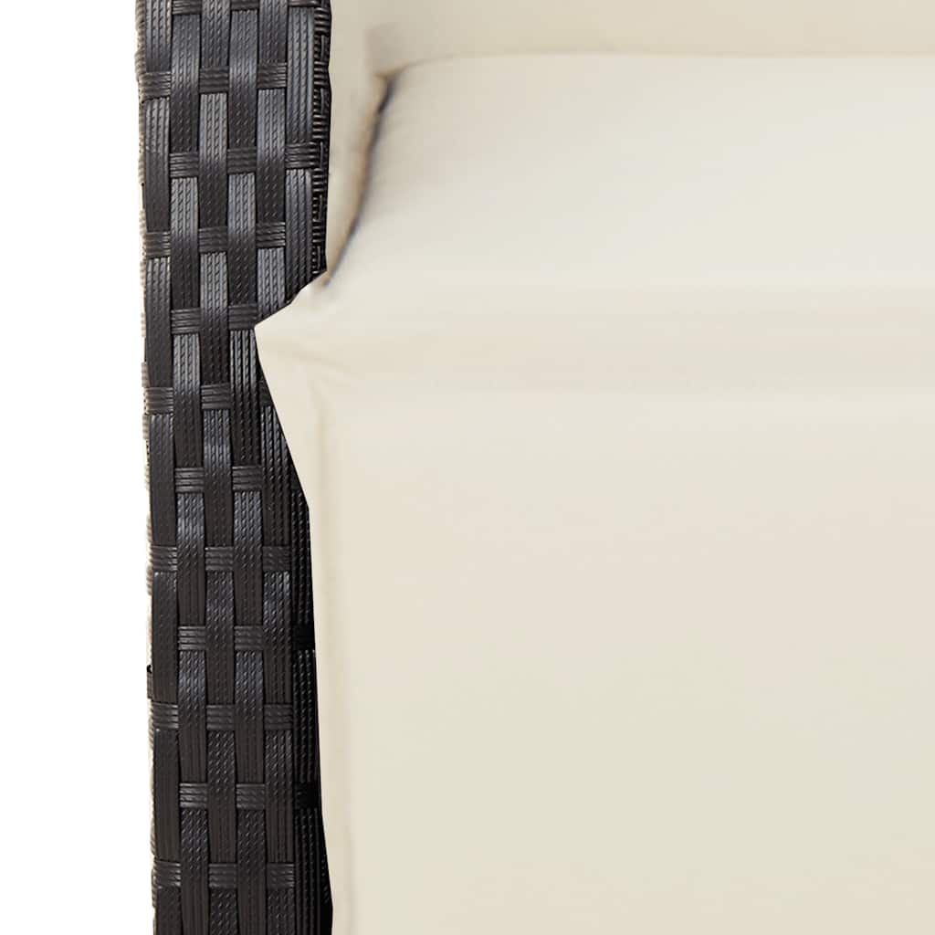 Set da Pranzo da Giardino 7 pz Nero con Cuscini in Polyrattan | homemem39