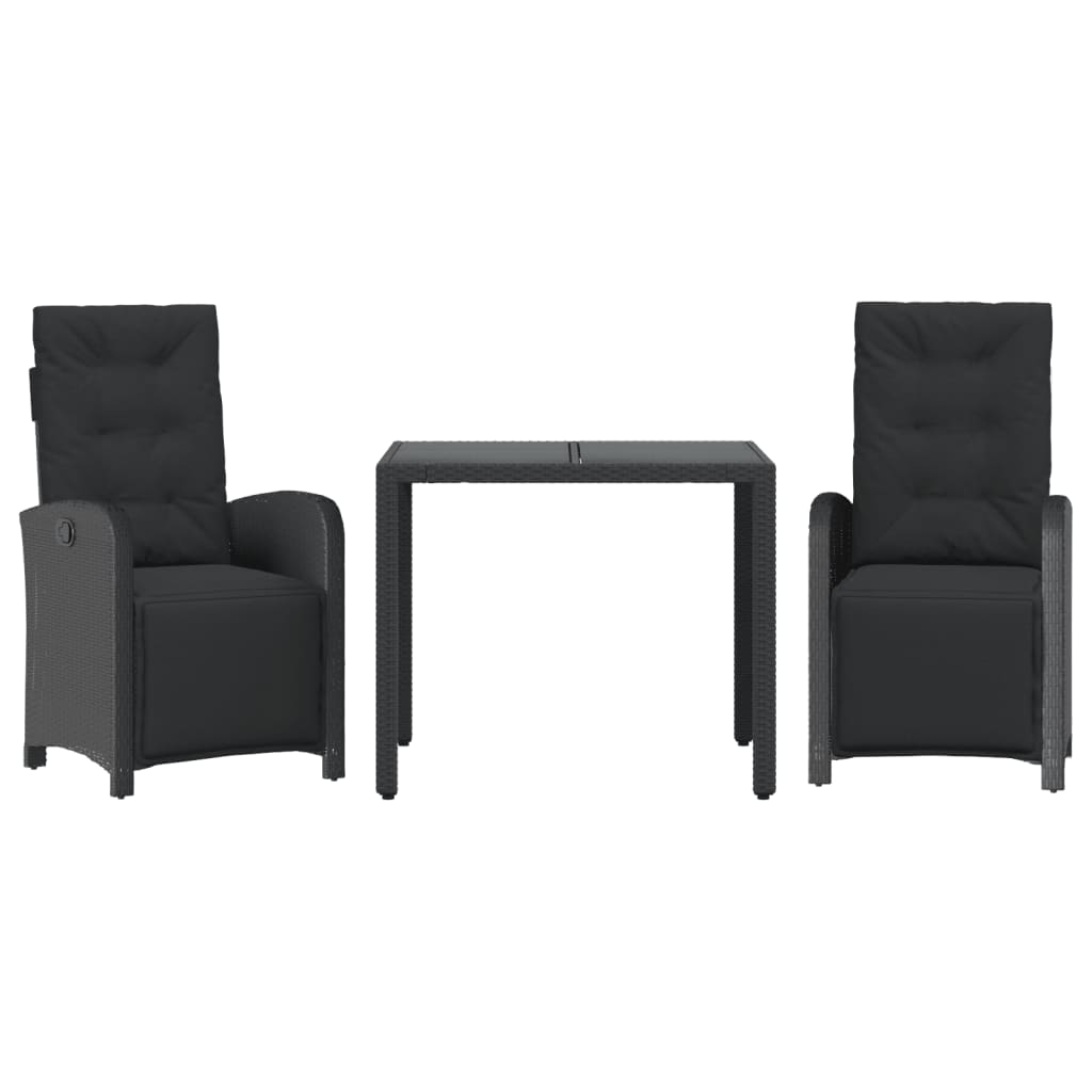 Set da Bistrò 3 pz con Cuscini Nero in Polyrattan | homemem39