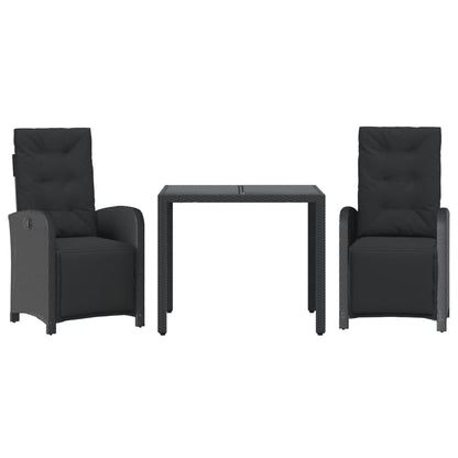 Set da Bistrò 3 pz con Cuscini Nero in Polyrattan | homemem39