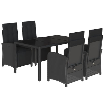 Set da Pranzo da Giardino 5 pz Nero con Cuscini in Polyrattan | homemem39