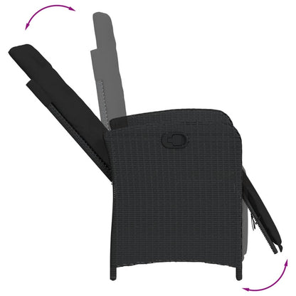 Set da Pranzo da Giardino 5 pz Nero con Cuscini in Polyrattan - homemem39