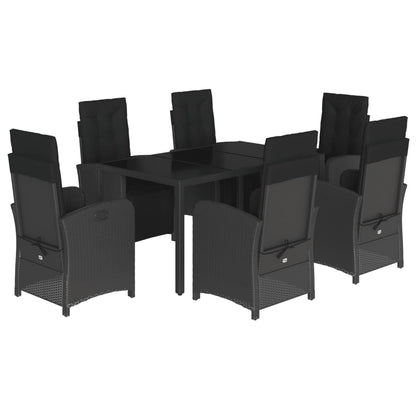 Set da Pranzo da Giardino 7 pz Nero con Cuscini in Polyrattan | homemem39