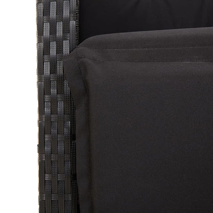Set da Pranzo da Giardino 7 pz Nero con Cuscini in Polyrattan | homemem39