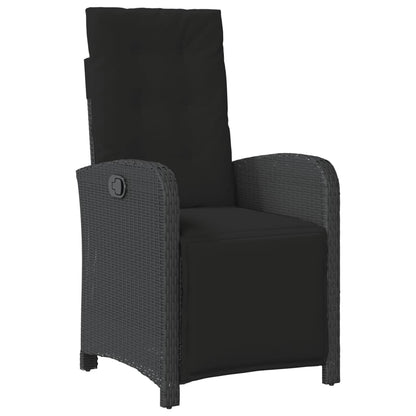 Set da Pranzo da Giardino 9 pz con Cuscini Nero in Polyrattan - homemem39