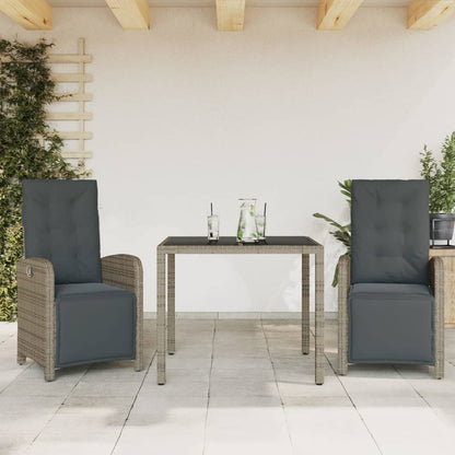 Set da Bistrò 3 pz con Cuscini Grigio in Polyrattan - homemem39