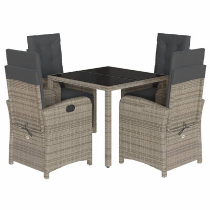 Set da Pranzo da Giardino 5 pz con Cuscini in Polyrattan Grigio - homemem39