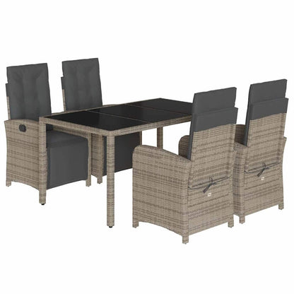 Set da Pranzo da Giardino 5 pz con Cuscini in Polyrattan Grigio | homemem39