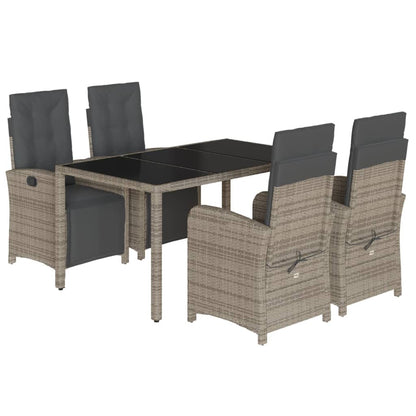 Set da Pranzo da Giardino 5 pz con Cuscini in Polyrattan Grigio - homemem39