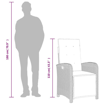 Set da Pranzo da Giardino 7 pz con Cuscini in Polyrattan Grigio | homemem39