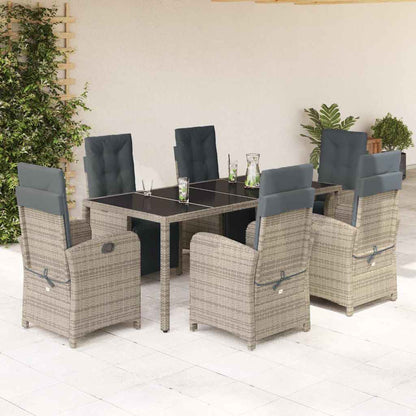 Set da Pranzo da Giardino 7 pz con Cuscini in Polyrattan Grigio | homemem39