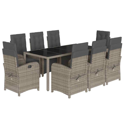 Set da Pranzo da Giardino 9 pz con Cuscini in Polyrattan Grigio | homemem39