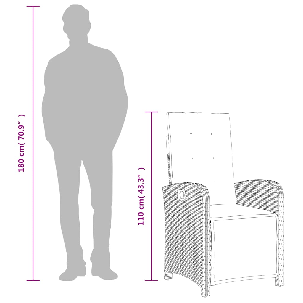 Set da Bistrò 3 pz con Cuscini Nero in Polyrattan | homemem39