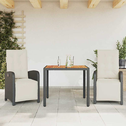 Set da Bistrò 3 pz con Cuscini Nero in Polyrattan | homemem39