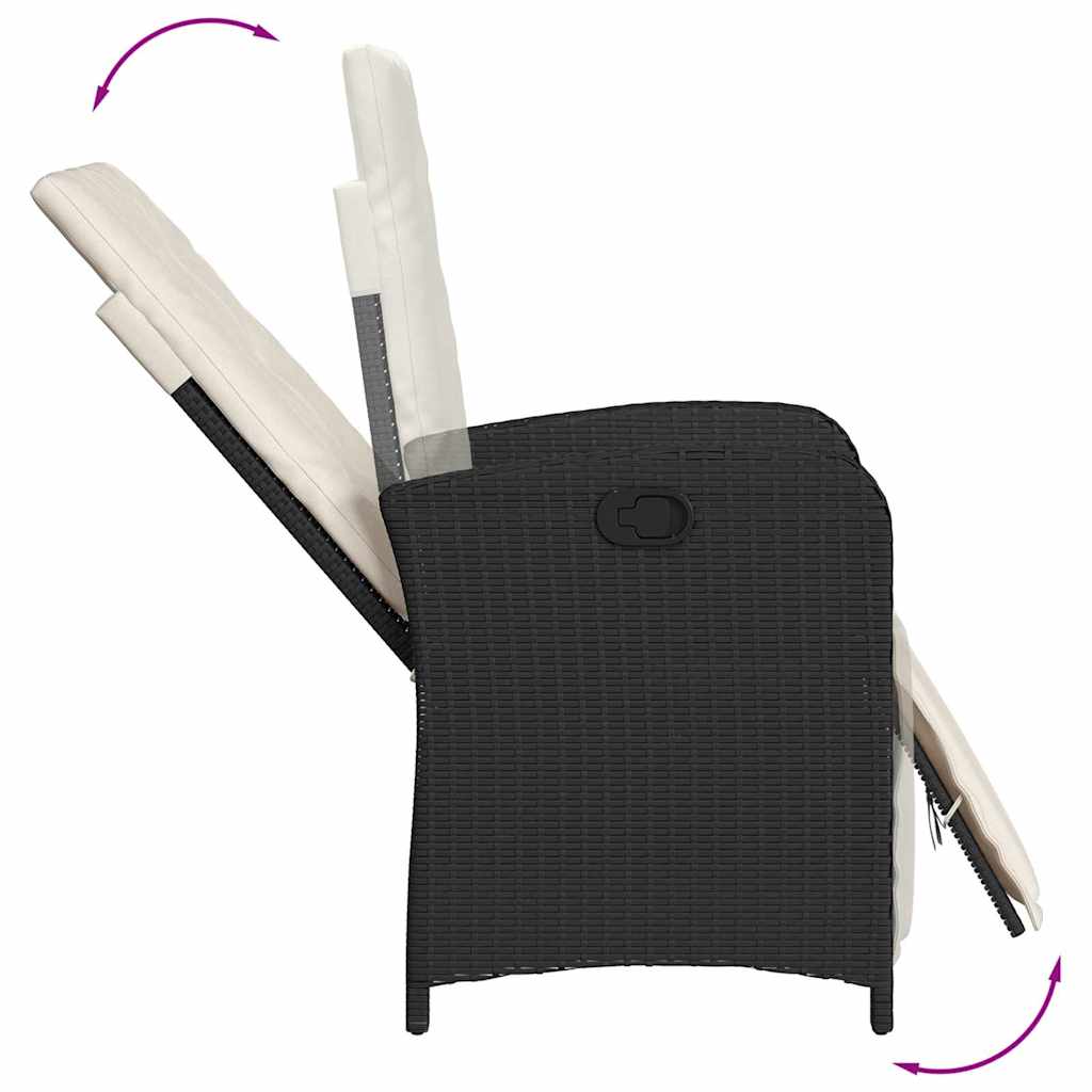 Set da Pranzo da Giardino 9 pz con Cuscini Nero in Polyrattan | homemem39