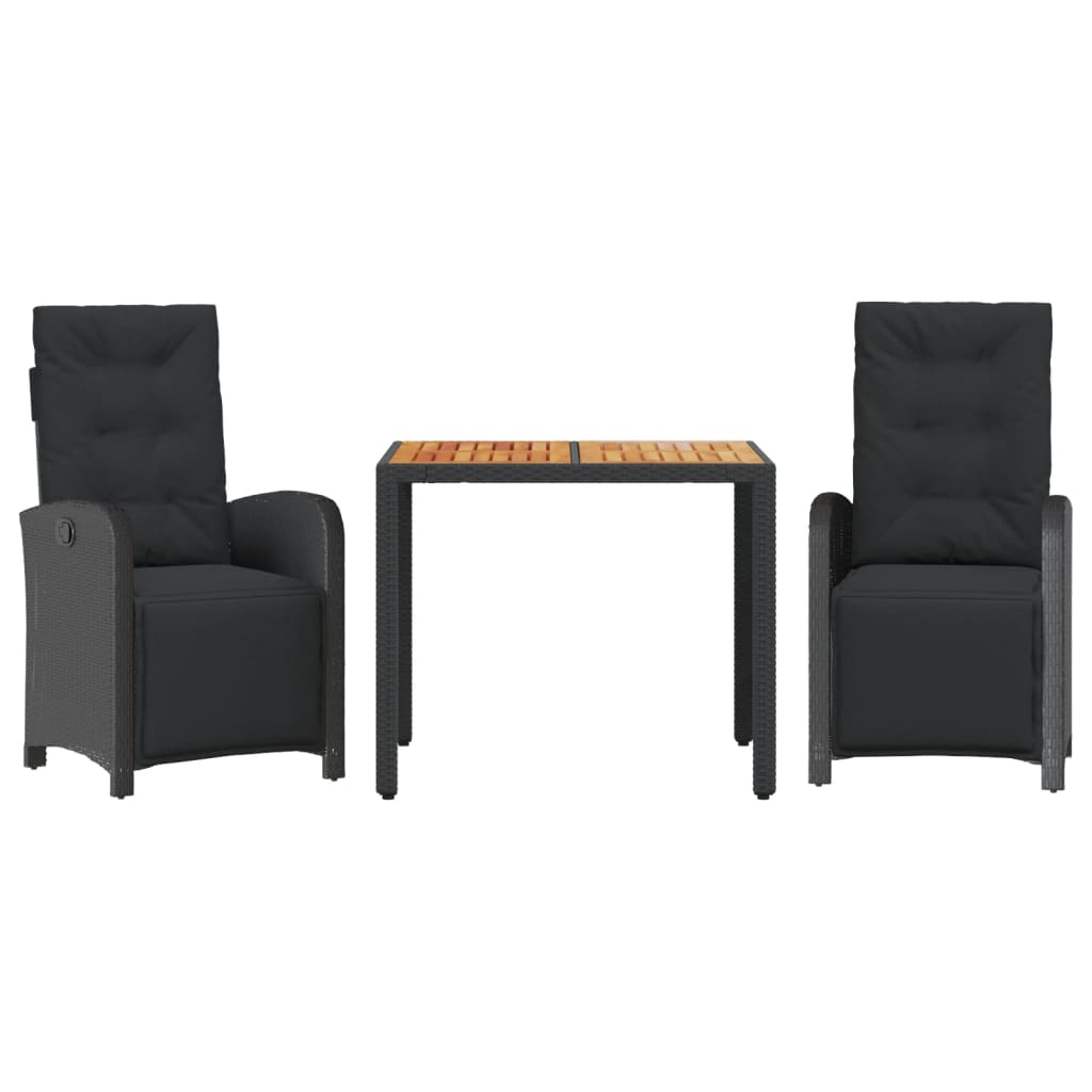 Set da Bistrò 3 pz con Cuscini Nero in Polyrattan | homemem39