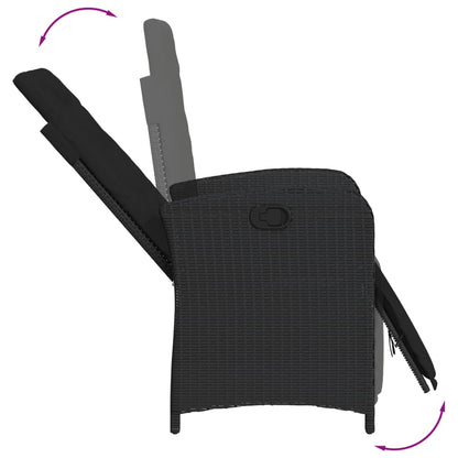 Set da Pranzo da Giardino 7 pz Nero con Cuscini in Polyrattan - homemem39