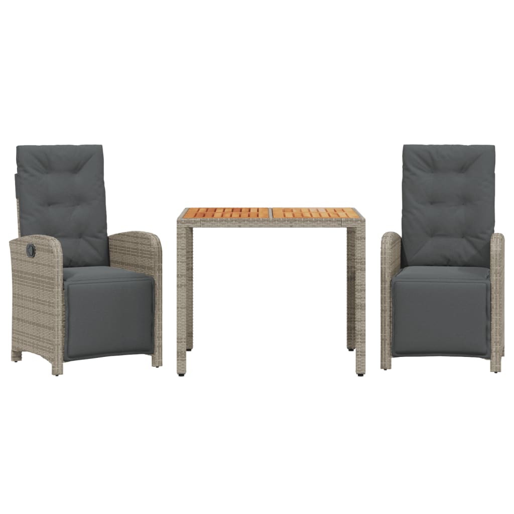 Set da Bistrò 3 pz con Cuscini Grigio in Polyrattan - homemem39